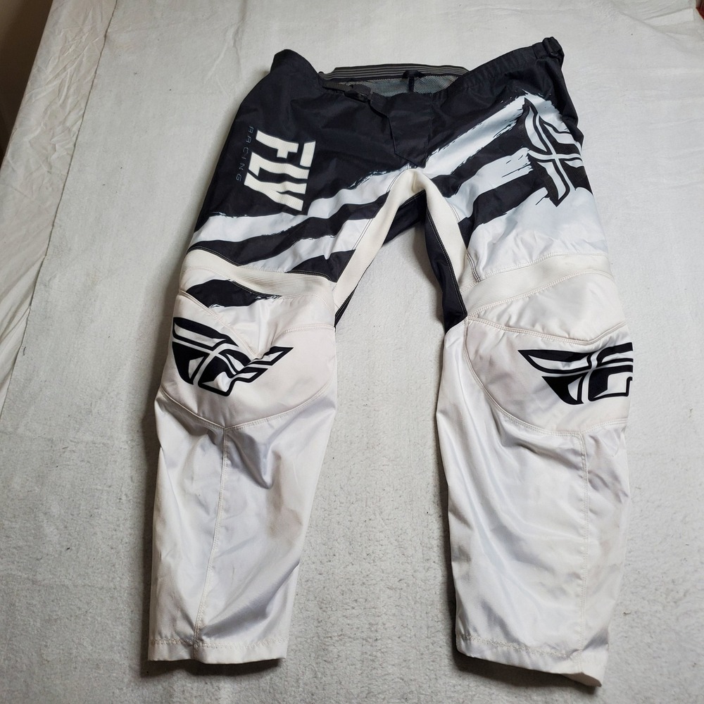 Fly Racing Mens Motocross Pants Black White F-16 Protective Gear Size 46